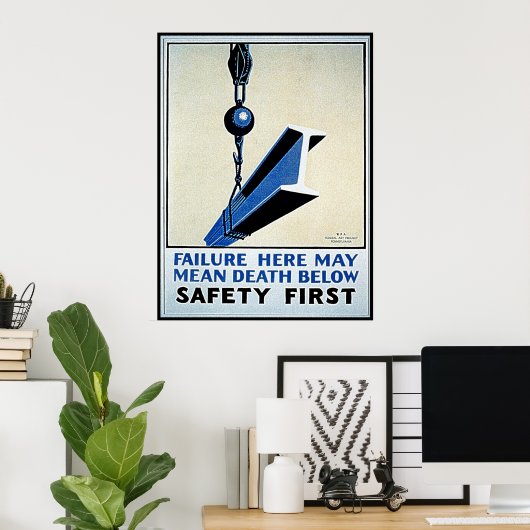 Veiligheids eerste mislukking hier/dood onder WPA- Poster (Thuiskantoor)