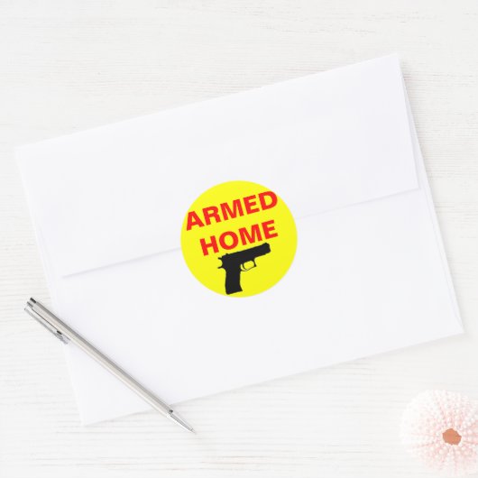 Veiligheids Gewapend Huis Ronde Sticker (Envelop)