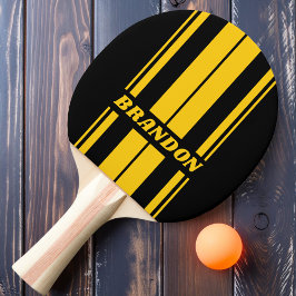Veiligheidsbij Nostalgische Bord Strepen met Naam Tafeltennisbatje
