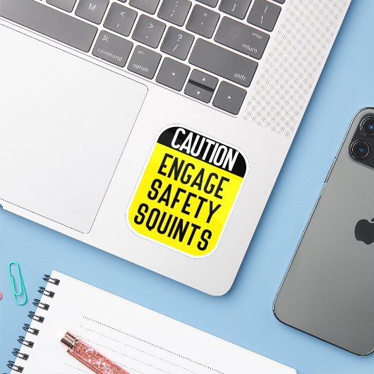 veiligheidsbril gebruiken sticker (Laptop met iPhone)