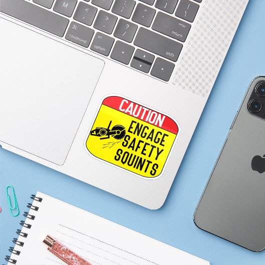 veiligheidsbril gebruiken sticker (Laptop met iPhone)