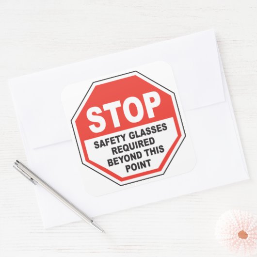 Veiligheidsbril vereist vierkante sticker (Envelop)