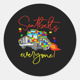 Veiligheidsgordels Iedereen Autisme Bewustwording Ronde Sticker