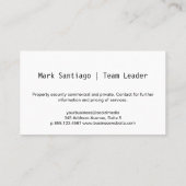 Veiligheidshondenschild | Technische achtergrond Visitekaartje (Achterkant)