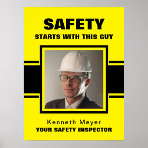 Veiligheidsinspecteur Geel & Zwart Werkplek Foto Poster
