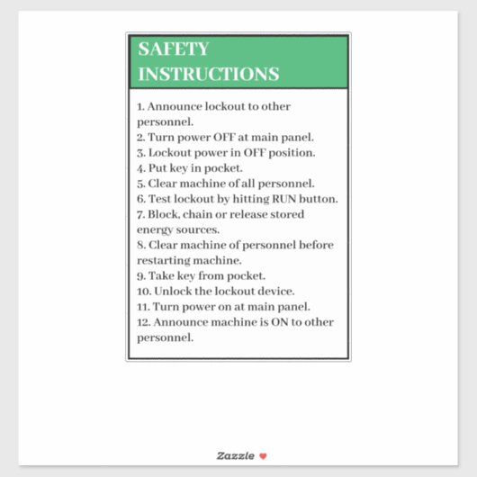 Veiligheidsinstructies Voorgesteld stopetiket Sticker (Vel)