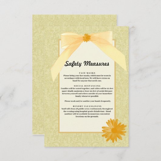 Veiligheidsmaatregelen voor geelbruinhuwde bruilof informatiekaartje (Voorkant / Achterkant)