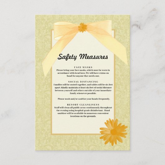 Veiligheidsmaatregelen voor geelbruinhuwde bruilof informatiekaartje (Voorkant)