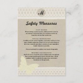 Veiligheidsmaatregelen voor jute- en kantmonogramm informatiekaartje