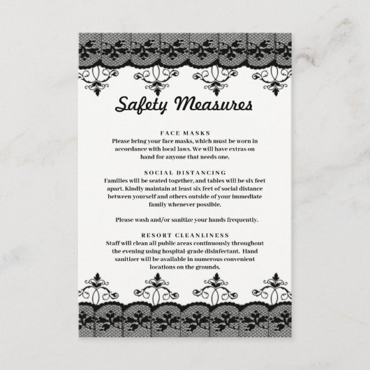 Veiligheidsmaatregelen voor zwarte lens van Classy Informatiekaartje (Voorkant)