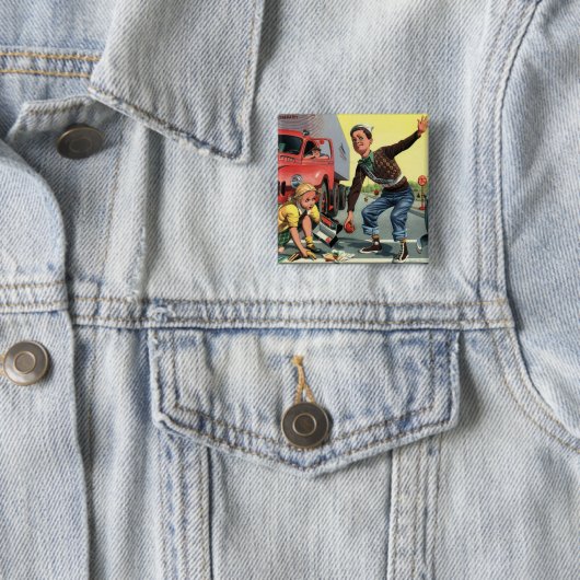  Veiligheidspatrouille Overstekende Garde Helpende Vierkante Button 5,1 Cm (In situ)