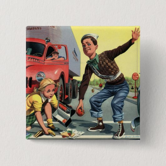  Veiligheidspatrouille Overstekende Garde Helpende Vierkante Button 5,1 Cm (Voorkant)