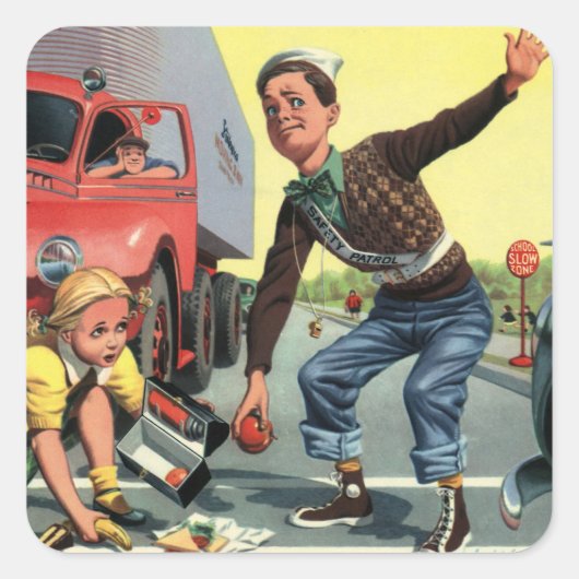  Veiligheidspatrouille Overstekende Garde Helpende Vierkante Sticker (Voorkant)