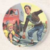 Veiligheidspatrouille Overstekende Garde Helpende Zandsteen Onderzetter (Voorkant)