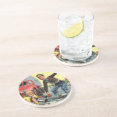  Veiligheidspatrouille Overstekende Garde Helpende Zandsteen Onderzetter (Zijkant)