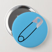 Veiligheidspeld op blauwe achtergrond ronde button 4,0 cm (Voorkant /achterkant)