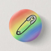 Veiligheidspeld regenboog ronde button 3,2 cm (Voorkant)