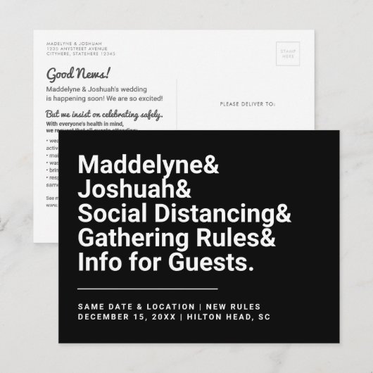 Veiligheidsregels voor sociale afstand Postkaart Aankondigingskaart (Voorkant / Achterkant)