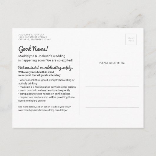 Veiligheidsregels voor sociale afstand Postkaart Aankondigingskaart (Achterkant)