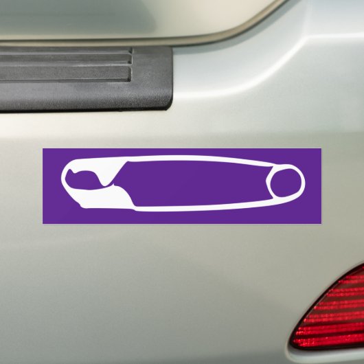Veiligheidsspelden Bumpersticker (Wit 0n Paarse) (Op auto)
