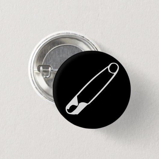 Veiligheidsspelden Button – wit-op-zwart (Voorkant /achterkant)