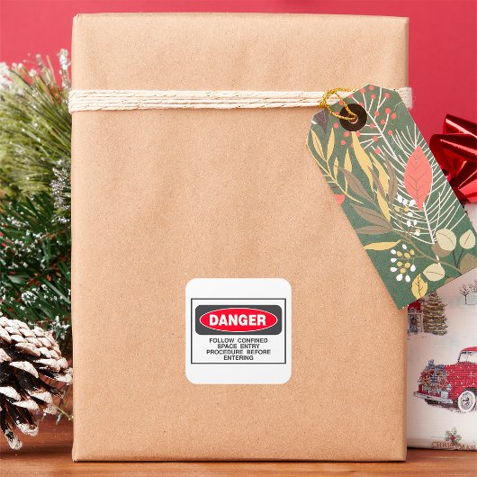 veiligheidswaarschuwing voor gevaar bij ingesloten vierkante sticker