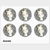 Veiligheidszebra Dier met Mondkapje Ronde Sticker (Vel)