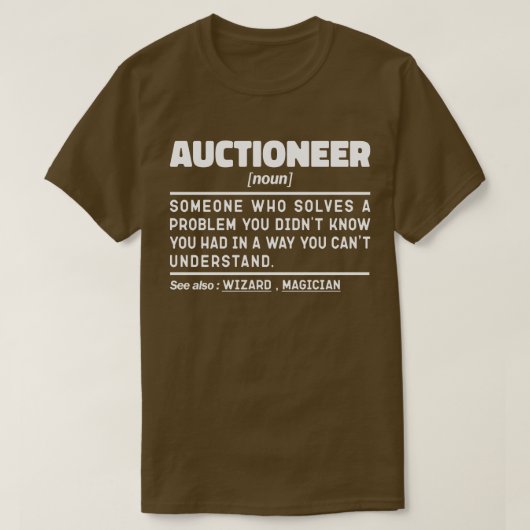 Veilingmeester Noun Definition Marketer Grappige u T-shirt (Design voorkant)