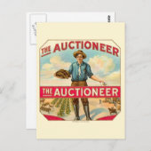 Veilingmeester  Sigarenlabel Veiling Briefkaart (Voorkant / Achterkant)