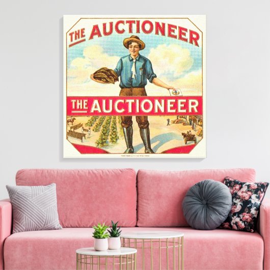 Veilingmeester  Sigarenlabel Veiling Canvas Afdruk (Insitu (Woonkamer))