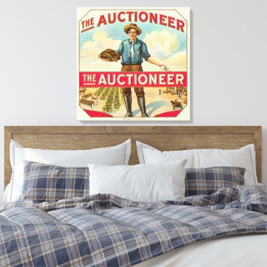 Veilingmeester  Sigarenlabel Veiling Canvas Afdruk (Insitu (Slaapkamer))