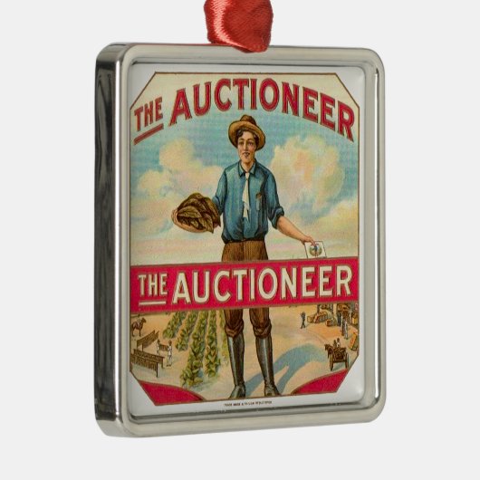 Veilingmeester  Sigarenlabel Veiling Metalen Ornament (Rechts)