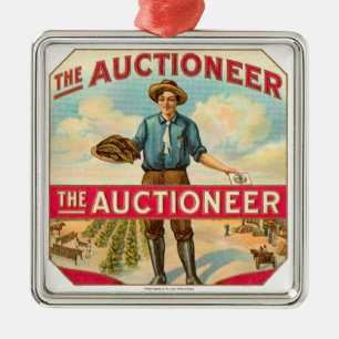 Veilingmeester  Sigarenlabel Veiling Metalen Ornament