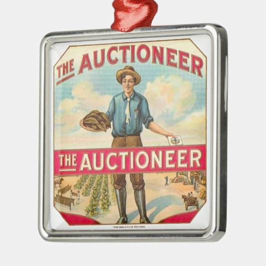 Veilingmeester  Sigarenlabel Veiling Metalen Ornament (Links)