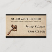 Veilingmeester Veilinghuis Zakelijke Gavel Visitekaartje (Voorkant)
