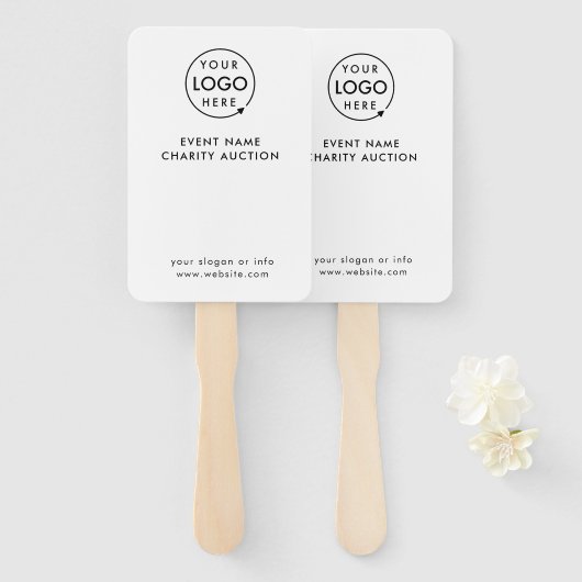 Veilingpeddel | Charity Event Bid Modern Logo Handwaaier (Voorkant en achterkant)