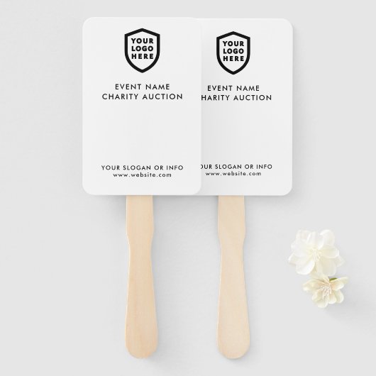 Veilingpeddel | Charity Event Bid Modern Logo Handwaaier (Voorkant en achterkant)