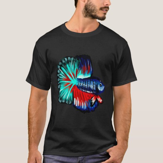 Veiltail Betta Vis Clipart Waterverf Koralen Sket T-shirt (Voorkant)