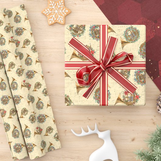  vel Music French Horns Kerstmis Cadeaupapier
