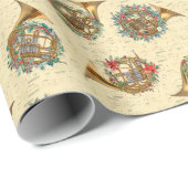  vel Music French Horns Kerstmis Cadeaupapier (Rol Hoek)