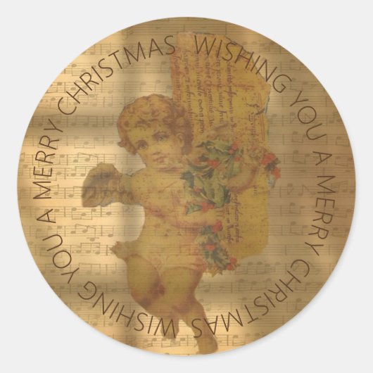  vel muziek en Faded Angel-kerstmis Ronde Sticker (Voorkant)