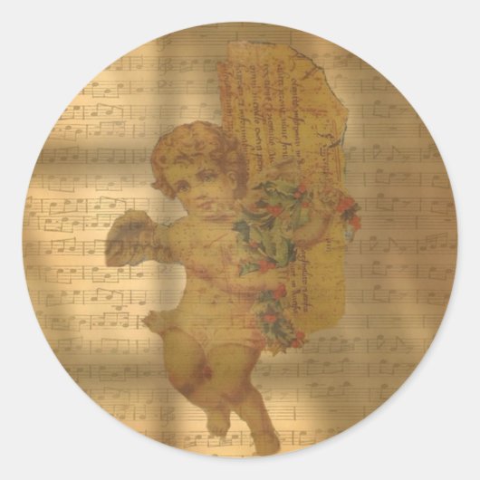 vel muziek en Faded Angel-kerstmis Ronde Sticker (Voorkant)