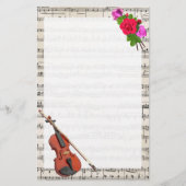  vel muziek met Violin en Rozen Briefpapier (Voorkant)