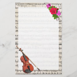  vel muziek met Violin en Rozen Briefpapier