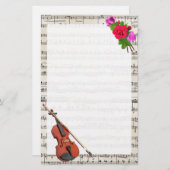  vel muziek met Violin en Rozen Briefpapier (Voorkant / Achterkant)