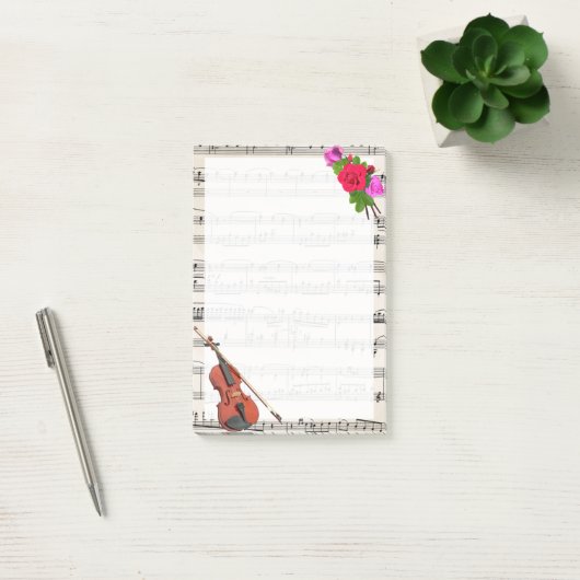  vel muziek met Violin en Rozen Post-it® Notes (Kantoor)