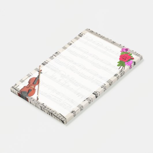  vel muziek met Violin en Rozen Post-it® Notes (Schuin)