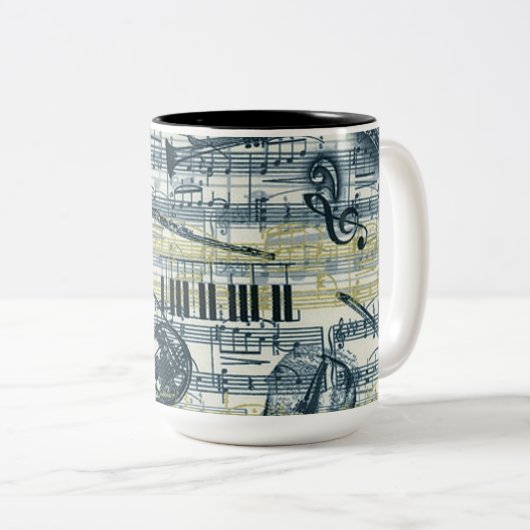  vel muziek tweekleurige koffiemok (Voorkant rechts)