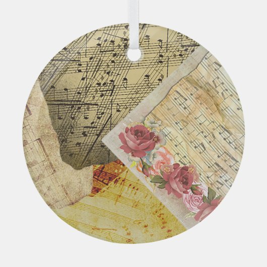  vel Muzieknotities Kerstmis  Glas Ornament (Voorkant)