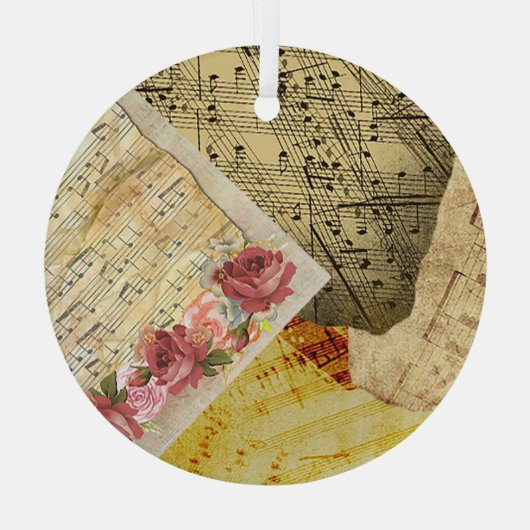  vel Muzieknotities Kerstmis  Glas Ornament (Achterkant)